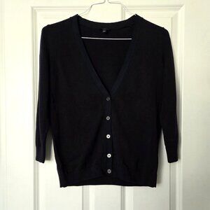 Talbots Black V-Neck 3/4 Sleeve Cardigan